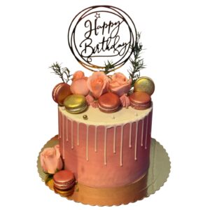 Torta Elegante Flores Naturales y Macarons