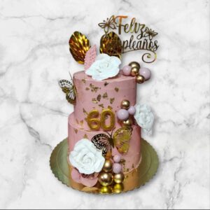 Torta de Gala "60 Aniversario" - Mariposas y Oro